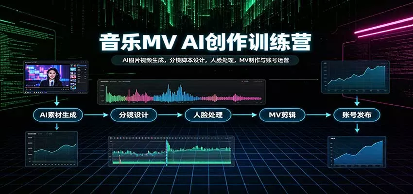 音乐MV AI创作训练营：AI图片视频生成，分镜脚本设计，人脸处理，MV制作与账号运营客创社区-专注互联网轻资产资源整合与分享客创社区-专注互联网轻资产资源整合与分享