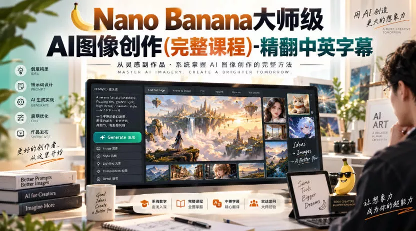 【无水印】Nano Banana大师级AI图像创作(完整课程)-精翻中英字幕星享资源网星享资源网