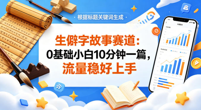 公众号流量主——生僻字故事赛道，流量稳，好上手，0基础小白也能10分钟一篇客创社区-专注互联网轻资产资源整合与分享客创社区-专注互联网轻资产资源整合与分享