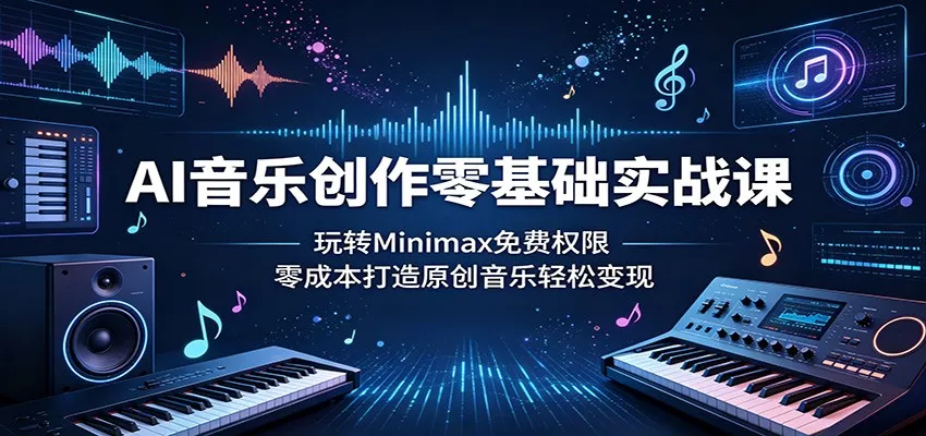 AI音乐创作零基础实战课：玩转Minimax免费权限，零成本打造原创音乐轻松变现 《鱼见海科技》-鱼见海资源网-免费PHP网站源码模板,插件软件网创AI智能体资源分享平台！