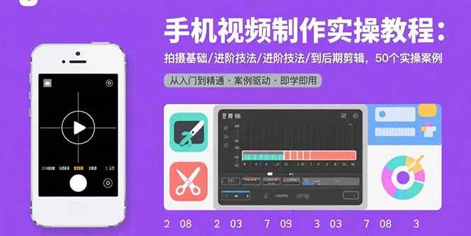 （15789期）手机视频制作实操教程：拍摄基础/进阶技法/到后期剪辑，50个实操案例-客创社 - 专注互联网轻资产创业及网络项目资源整合与分享客创社-免费且强大的项目分享网站！