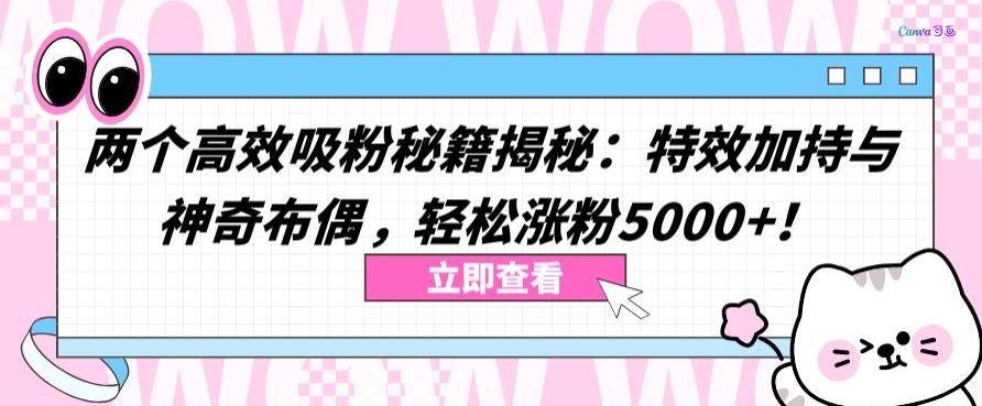两个高效吸粉秘籍揭秘：特效加持与神奇布偶，轻松涨粉5000+【揭秘】客创社 - 专注互联网轻资产创业及网络项目资源整合与分享客创社 - 专注互联网轻资产创业及网络项目资源整合与分享