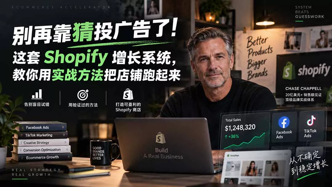 别再靠猜投广告了！这套 Shopify 增长系统，教你用实战方法把店铺跑起来【原创双语字幕】 《鱼见海科技》-鱼见海资源网-免费PHP网站源码模板,插件软件网创AI智能体资源分享平台！