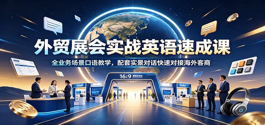 外贸展会实战英语速成课：全业务场景口语教学，配套实景对话快速对接海外客商客创社区-专注互联网轻资产资源整合与分享客创社区-专注互联网轻资产资源整合与分享