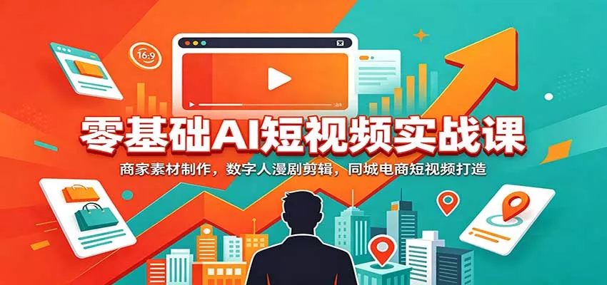 零基础AI短视频实战课：商家素材制作，数字人漫剧剪辑，同城电商短视频打造客创社区-专注互联网轻资产资源整合与分享客创社区-专注互联网轻资产资源整合与分享