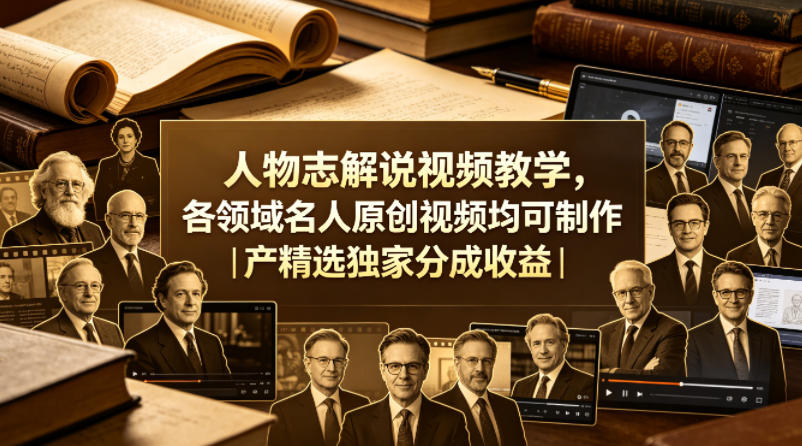 人物志解说视频教学，各领域名人原创视频均可制作丨精选独家分成收益(更新0430)-鱼见海资源网-免费PHP网站源码模板,插件软件网创AI智能体资源分享平台！