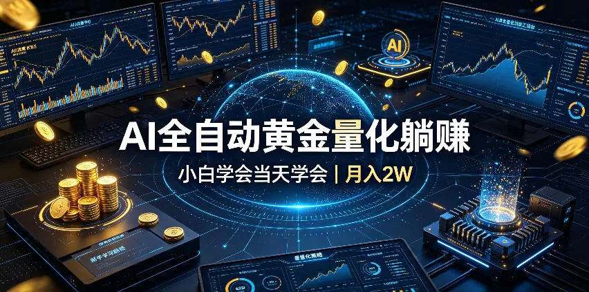 AI全自动黄金量化躺賺：小白学会当天学会，月入2W！【揭秘】-鱼见海资源网-免费PHP网站源码模板,插件软件网创AI智能体资源分享平台！