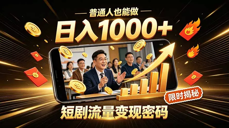一部手机做短剧分发，不用真人出镜、不用拍摄剧本，快手流量变现日赚千元客创社区-专注互联网轻资产资源整合与分享客创社区-专注互联网轻资产资源整合与分享