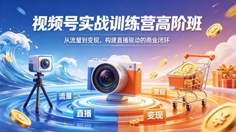 视频号实战训练营高阶班，从流量到变现，构建直播驱动的商业闭环(26年4月)-云动网创-专注网络创业项目推广与实战，致力于打造一个高质量的网络创业搞钱圈子。