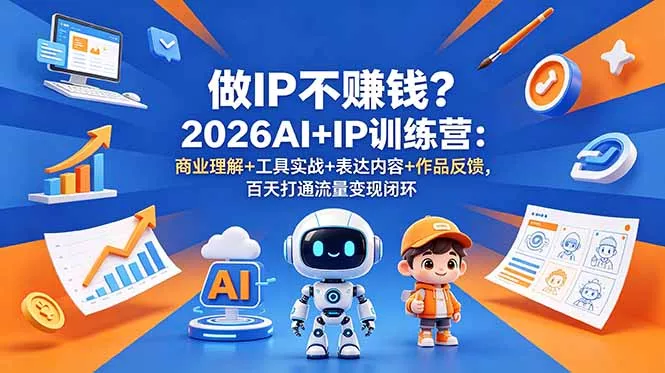 做IP不赚钱？2026AI+IP训练营：商业理解+工具实战+表达内容+作品反馈，百天打通流量变现闭环-鱼见海资源网-免费PHP网站源码模板,插件软件网创AI智能体资源分享平台！