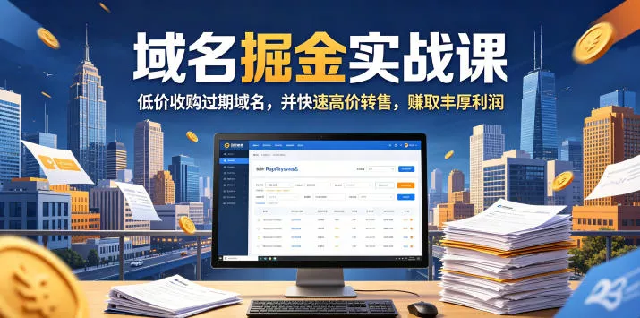 域名交易掘金实战课，低价收购过期域名，并快速高价转售，賺取丰厚利润【原创双语字幕】 《鱼见海科技》-鱼见海资源网-免费PHP网站源码模板,插件软件网创AI智能体资源分享平台！