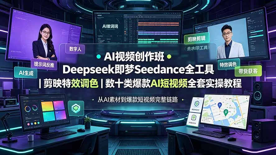 AI视频创作班◆Deepseek即梦Seedance全工具|剪映特效调色|数十类爆款AI短视频全套实操教程-软件百科