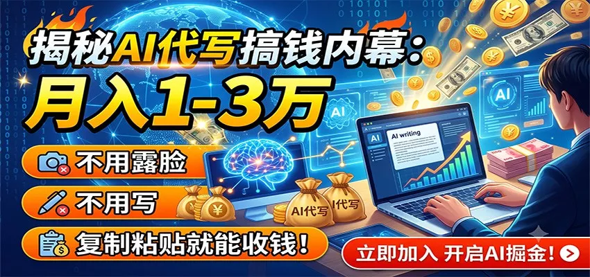 揭秘AI代写搞钱内幕：月入1-3万，不用露脸不用写，复制粘贴就能收钱！客创社区-专注互联网轻资产资源整合与分享客创社区-专注互联网轻资产资源整合与分享
