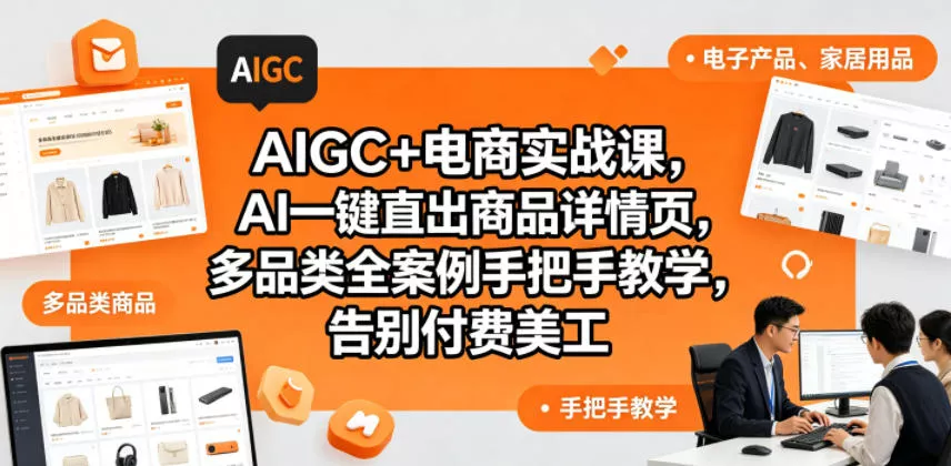 AIGC+电商实战课，AI一键直出商品详情页，多品类全案例手把手教学，告别付费美工(更新0820) 《鱼见海科技》-鱼见海资源网-免费PHP网站源码模板,插件软件网创AI智能体资源分享平台！