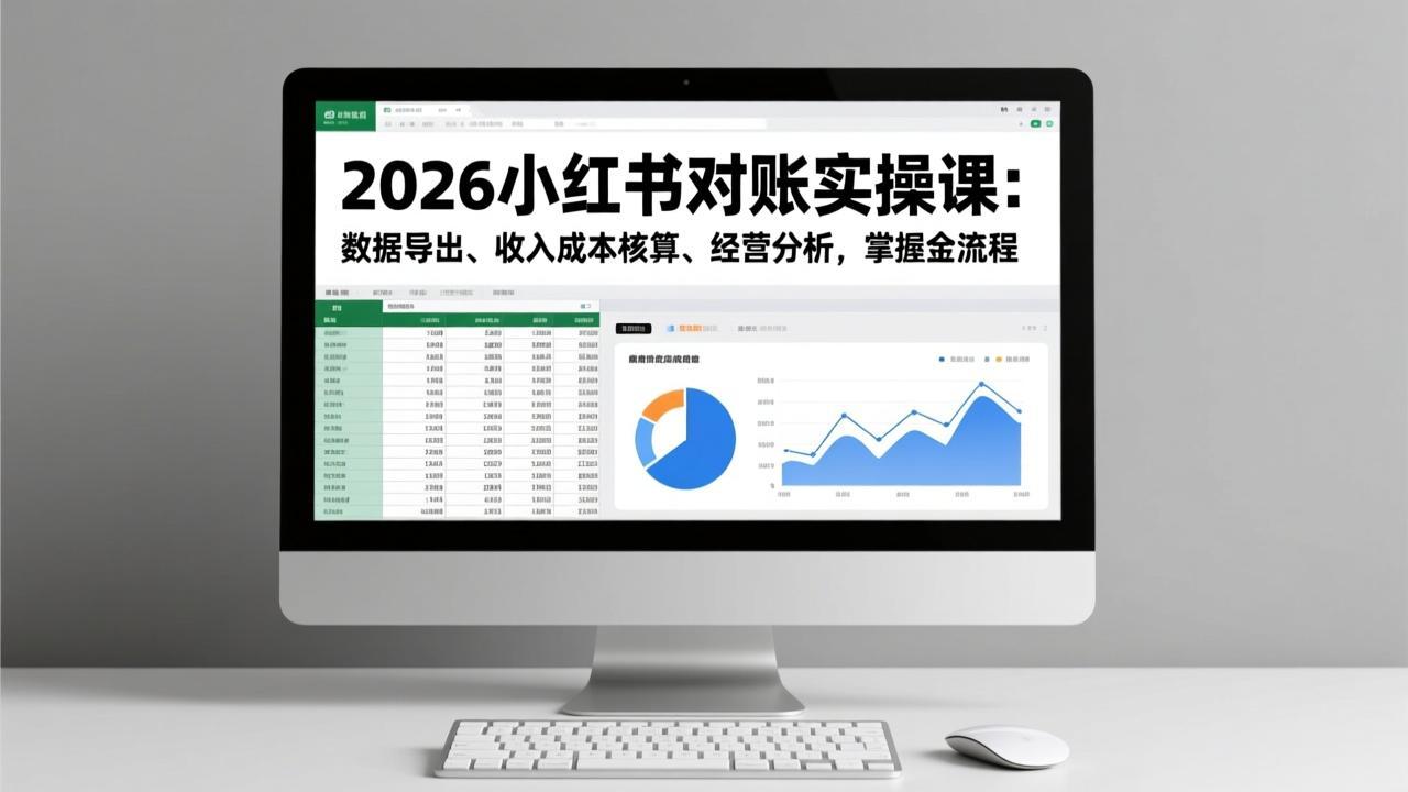 2026小红书对账实操课：数据导出、收入成本核算、经营分析，掌握全流程客创社区-专注互联网轻资产资源整合与分享客创社区-专注互联网轻资产资源整合与分享