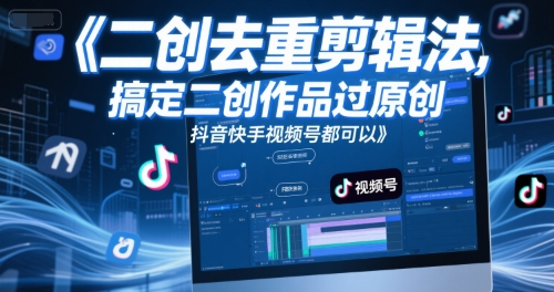短视频二创去重剪辑法，搞定二创作品过原创，抖音快手视频号都可以-客创社 - 专注互联网轻资产创业及网络项目资源整合与分享客创社-免费且强大的项目分享网站！