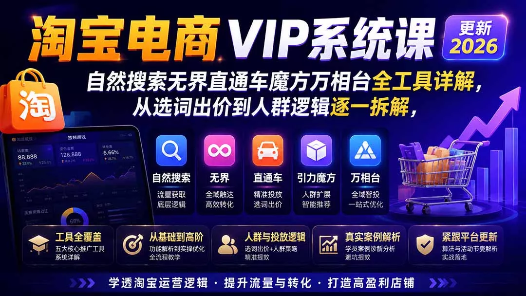 2026淘宝电商终局之战VIP课-更新：自然搜索+直通车+无界+