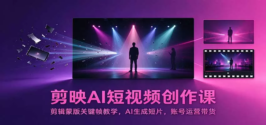 剪映AI短视频创作课：剪辑蒙版关键帧教学，AI生成短片，账号运营带货客创社区-专注互联网轻资产资源整合与分享客创社区-专注互联网轻资产资源整合与分享