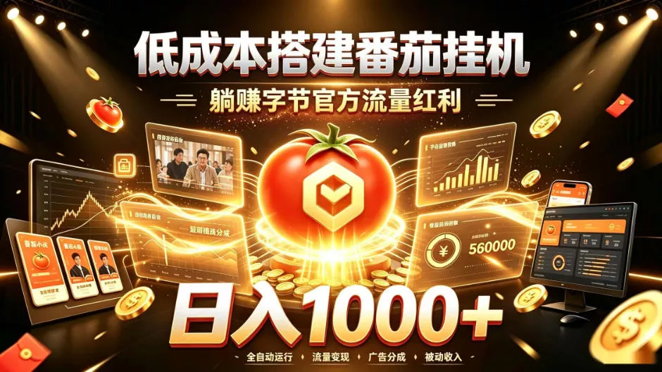 低成本搭建番茄挂G，躺賺字节官方流量红利，日入1k+，全程傻瓜式落地【揭秘】-鱼见海资源网-免费PHP网站源码模板,插件软件网创AI智能体资源分享平台！
