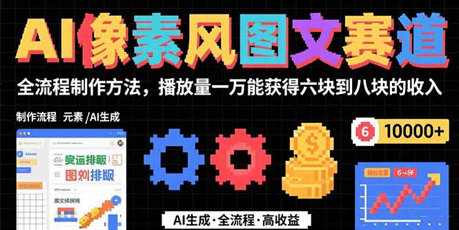 AI像素风图文赛道：全流程制作方法，播放量一万能获得6块到8块的收入-客创社 - 专注互联网轻资产创业及网络项目资源整合与分享客创社-免费且强大的项目分享网站！