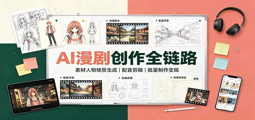 AI漫剧创作全链路：素材人物场景生成，配音剪辑，批量制作变现 《鱼见海科技》-鱼见海资源网-免费PHP网站源码模板,插件软件网创AI智能体资源分享平台！