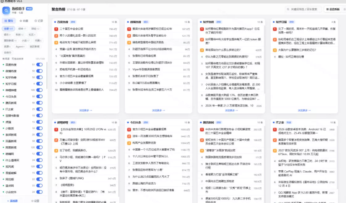 群友做了个非常不错的热点汇总工具！自媒体达人必备，聚合70+热榜
