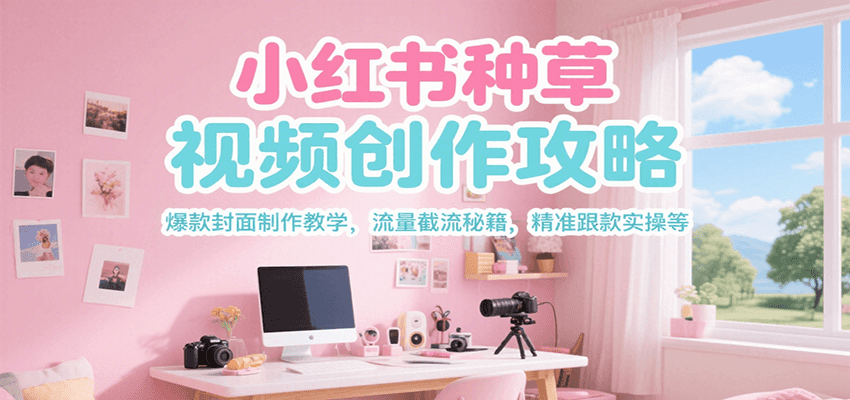 小红书种草视频创作攻略，爆款封面制作教学 ，流量截流秘籍 ，精准跟款实操等-客创社 - 专注互联网轻资产创业及网络项目资源整合与分享客创社-免费且强大的项目分享网站！