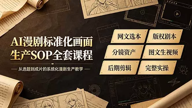 AI漫剧标准化画面生产SOP全套课程，网文选本版权剧本分镜资产全覆盖，图文生视频后期剪辑完整实操教学 《鱼见海科技》-鱼见海资源网-免费PHP网站源码模板,插件软件网创AI智能体资源分享平台！