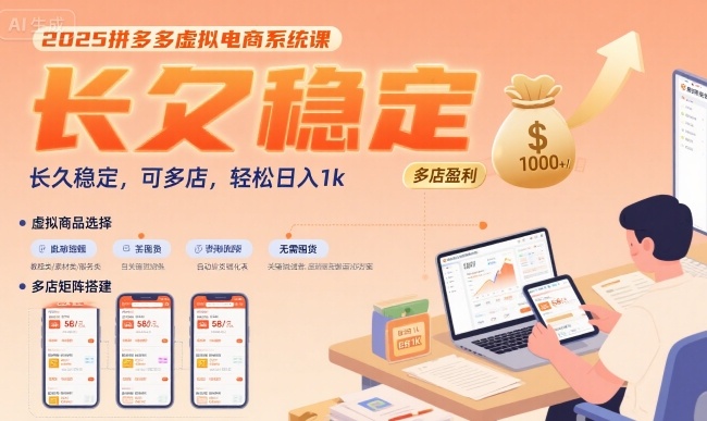 2025拼多多虚拟电商系统课，长久稳定，可多店，轻松日入1k-客创社 - 专注互联网轻资产创业及网络项目资源整合与分享客创社-免费且强大的项目分享网站！