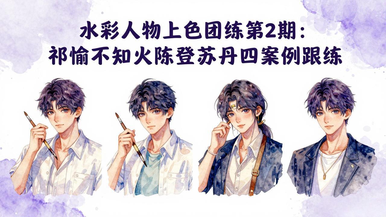水彩人物上色团练第2期：祁煜不知火陈登苏丹四案例跟练，手把手提升绘画能力客创社区-专注互联网轻资产资源整合与分享客创社区-专注互联网轻资产资源整合与分享