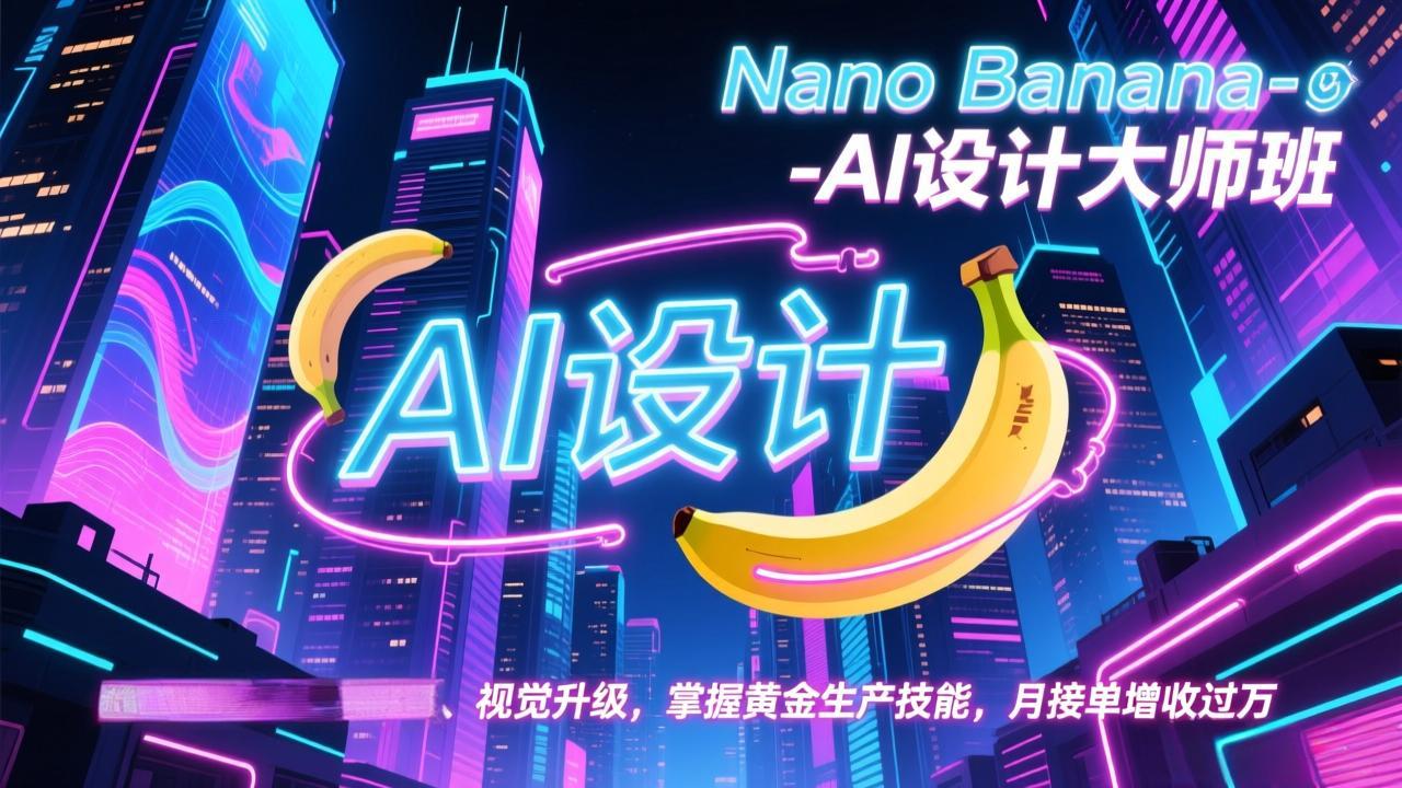 Nano Banana-AI设计大师班，修图合成、广告创作、视觉升级，掌握黄金生产技能，月接单增收过万客创社区-专注互联网轻资产资源整合与分享客创社区-专注互联网轻资产资源整合与分享