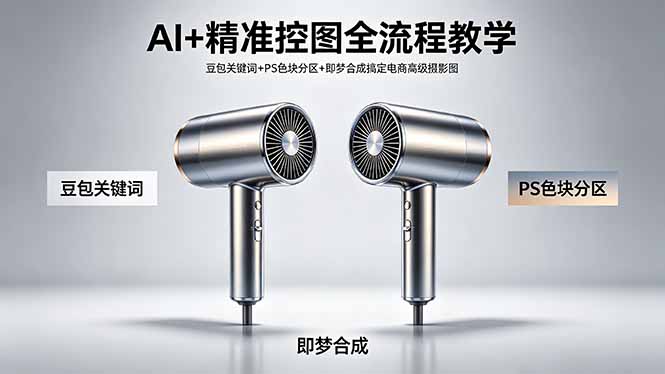 AI+精准控图全流程教学 豆包关键词+PS色块分区+即梦合成搞定电商高级摄影图客创社区-专注互联网轻资产资源整合与分享客创社区-专注互联网轻资产资源整合与分享