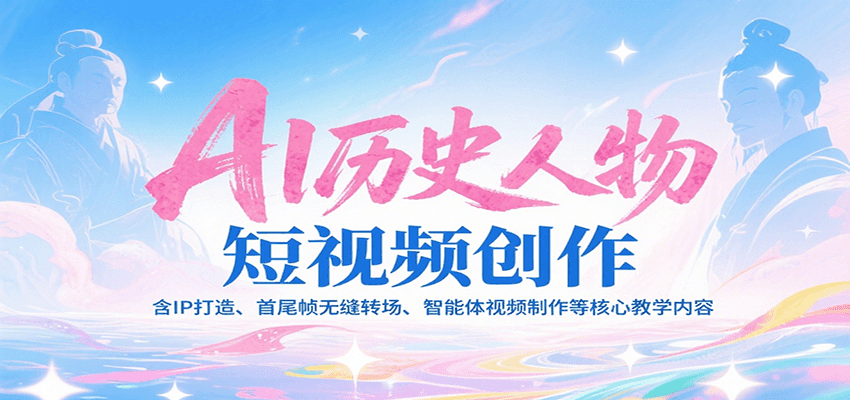 AI历史人物短视频创作，含IP打造、首尾帧无缝转场、智能体视频制作等核心教学内容-客创社 - 专注互联网轻资产创业及网络项目资源整合与分享客创社-免费且强大的项目分享网站！