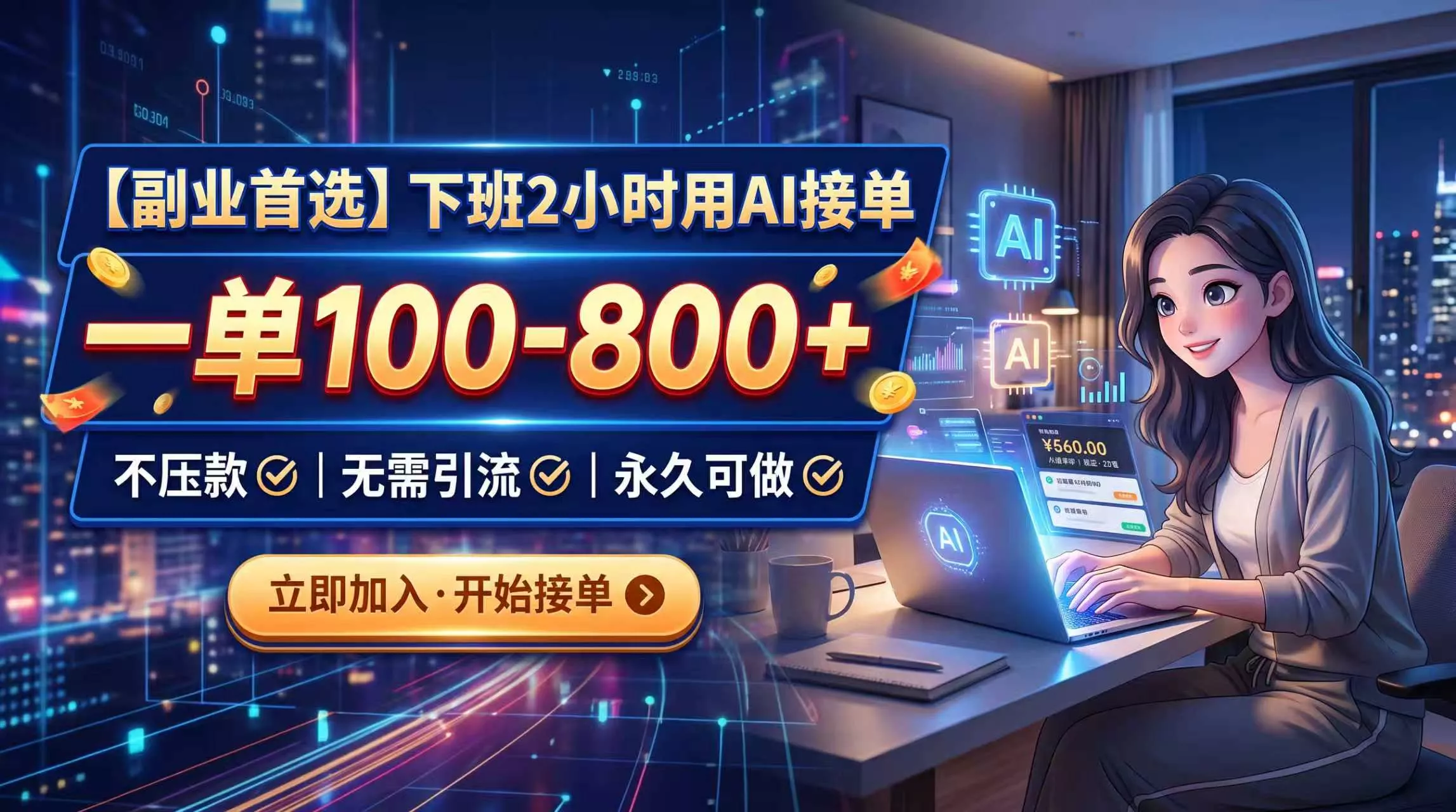 下班2小时用AI接单，一单100-800+，不压款，无需引流，永久可做客创社区-专注互联网轻资产资源整合与分享客创社区-专注互联网轻资产资源整合与分享