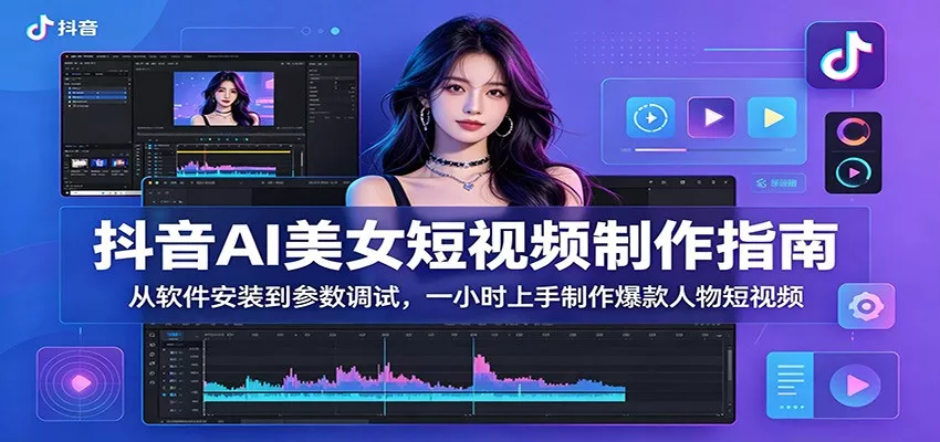 抖音AI美女短视频制作指南：从软件安装到参数调试，一小时上手制作爆款人物短视频客创社区-专注互联网轻资产资源整合与分享客创社区-专注互联网轻资产资源整合与分享