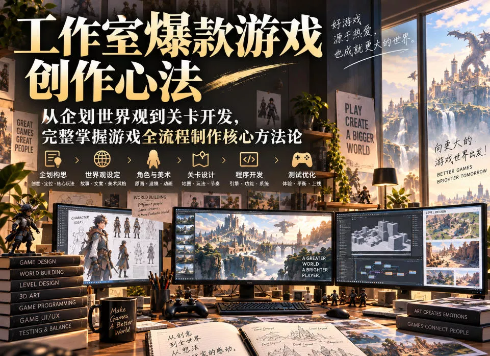 工作室爆款游戏创作心法｜从企划世界观到关卡开发，完整掌握游戏全流程制作核心方法论-云析科技
