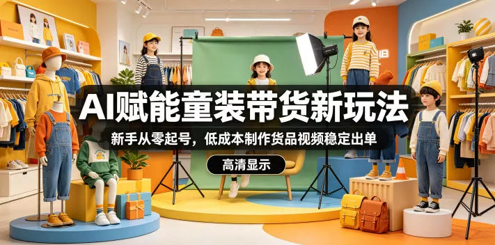 AI赋能童装带货新玩法，新手从零起号，低成本制作货品视频稳定出单客创社区-专注互联网轻资产资源整合与分享客创社区-专注互联网轻资产资源整合与分享