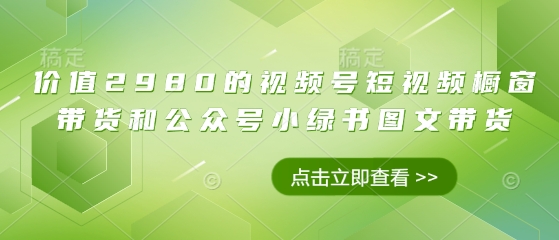 价值2980的视频号短视频橱窗带货和公众号小绿书图文带货客创社 - 专注互联网轻资产创业及网络项目资源整合与分享客创社 - 专注互联网轻资产创业及网络项目资源整合与分享
