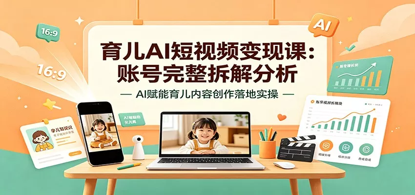 育儿AI短视频变现课:账号完整拆解分析,AI赋能育儿内容创作落地实操主用 -、辅助 +中赚AI网
