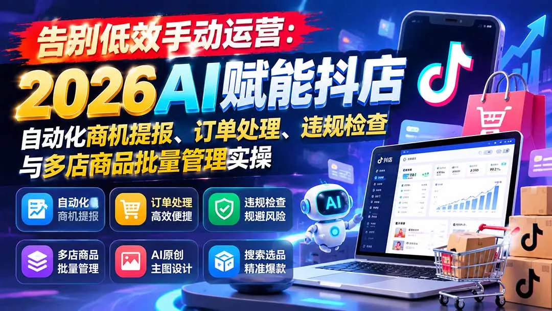 告别低效手动运营：2026AI赋能抖店自动化商机提报、订单处理、违规检查与多店商品批量管理实操