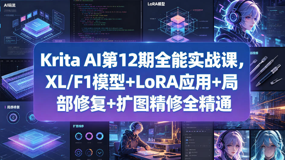 Krita AI第12期全能实战课，XL/F1模型+LoRA应用+局部修复+扩图精修全精通客创社区-专注互联网轻资产资源整合与分享客创社区-专注互联网轻资产资源整合与分享