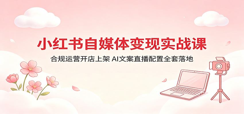 小红书自媒体变现实战课：合规运营开店上架，AI文案直播配置全套落地 《鱼见海科技》-鱼见海资源网-免费PHP网站源码模板,插件软件网创AI智能体资源分享平台！