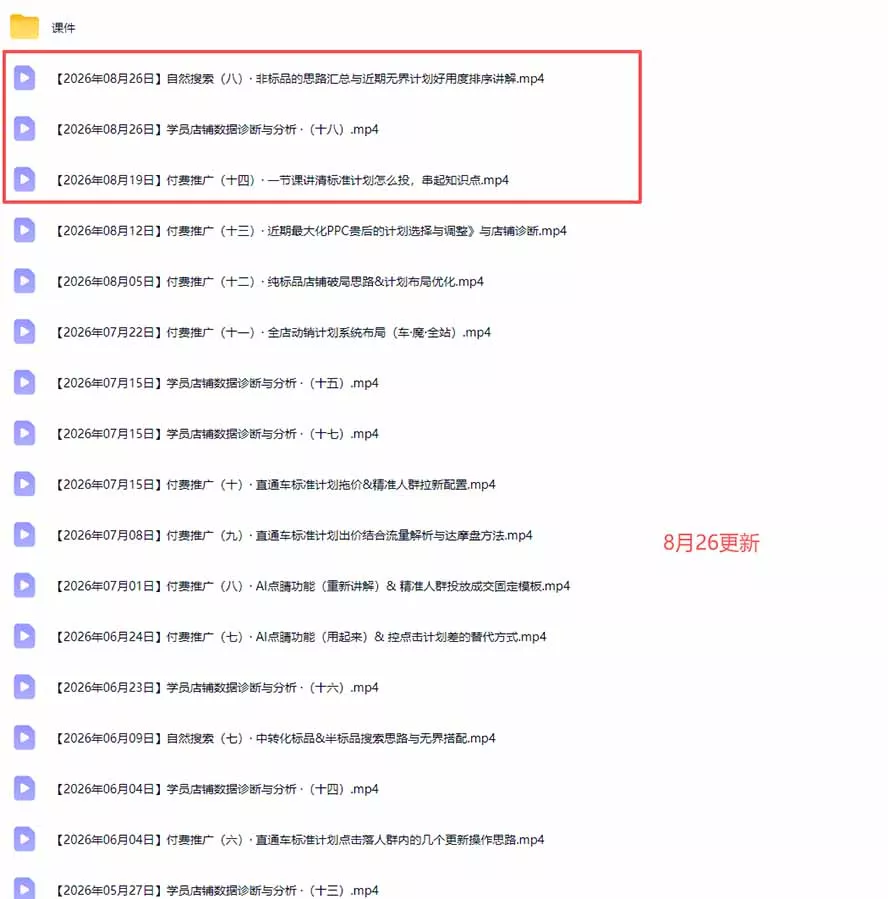 2026淘宝电商终局之战VIP课-更新：自然搜索+直通车+无界+