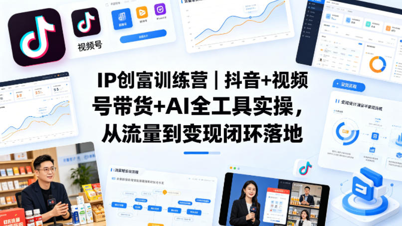IP创富训练营｜抖音+视频号带货+AI全工具实操，从流量到变现闭环落地-云动网创-专注网络创业项目推广与实战，致力于打造一个高质量的网络创业搞钱圈子。