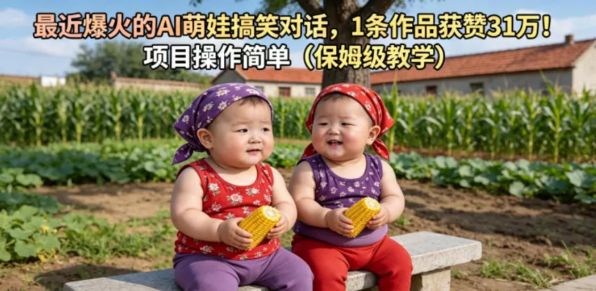 最近爆火的AI萌娃搞笑对话，1条作品获赞31W，项目操作简单(保姆级教学)-鱼见海资源网-免费PHP网站源码模板,插件软件网创AI智能体资源分享平台！