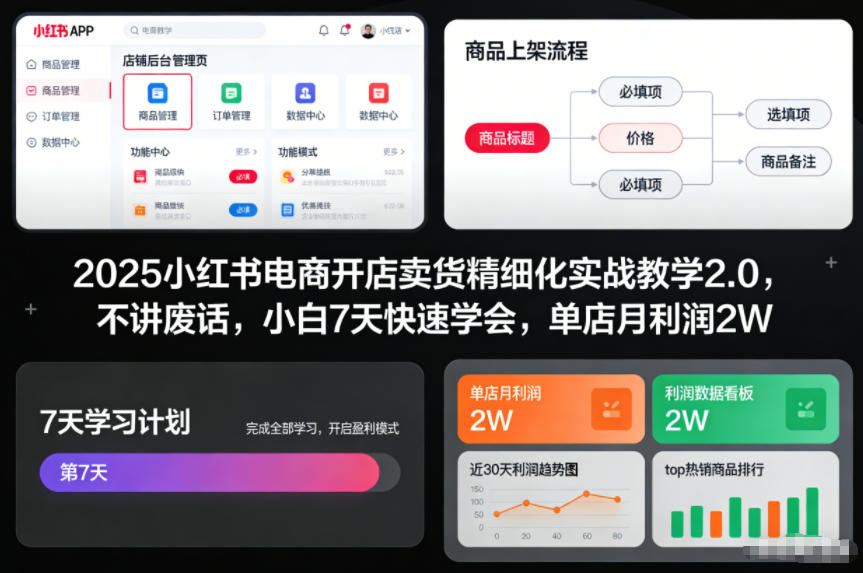 2025小红书电商开店卖货精细化实战教学2.0，不讲废话，小白7天快速学会，单店月利润2W客创社区-专注互联网轻资产资源整合与分享客创社区-专注互联网轻资产资源整合与分享