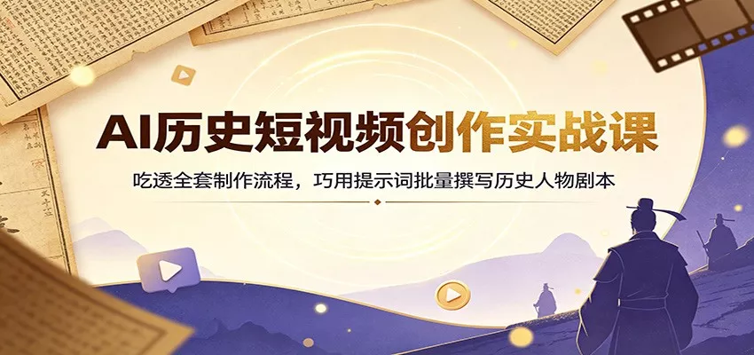 AI历史短视频创作实战课：吃透全套制作流程，巧用提示词批量撰写历史人物剧本-软件百科
