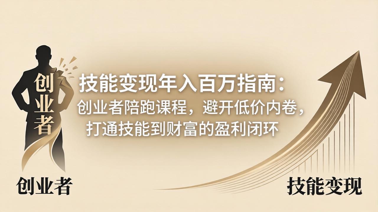技能变现年入百万指南：创业者陪跑课程，避开低价内卷，打通技能到财富的盈利闭环客创社区-专注互联网轻资产资源整合与分享客创社区-专注互联网轻资产资源整合与分享