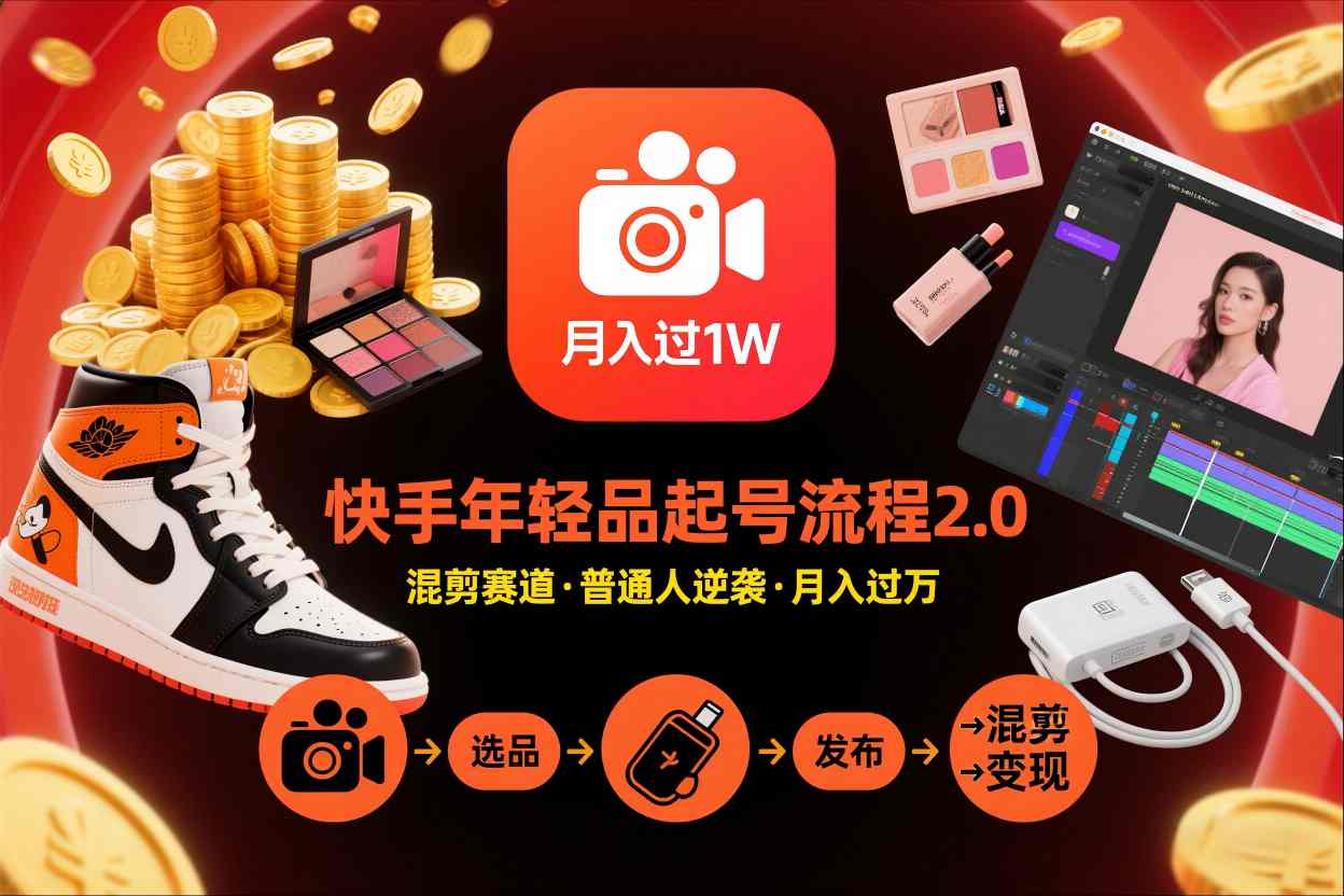 快手短视频带货年轻品起号流程2.0，快手年轻品混剪赛道，普通人也能月入过1W客创社区-专注互联网轻资产资源整合与分享客创社区-专注互联网轻资产资源整合与分享