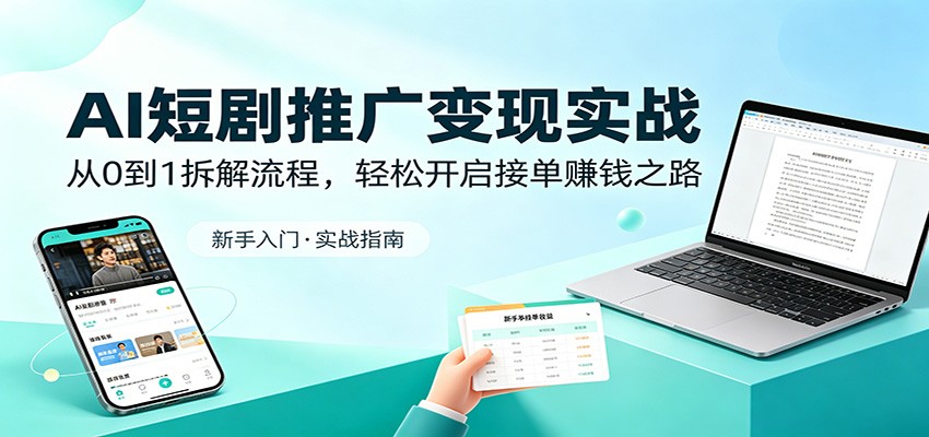 AI短剧推广变现实战：从0到1拆解流程，轻松开启接单赚钱之路客创社区-专注互联网轻资产资源整合与分享客创社区-专注互联网轻资产资源整合与分享
